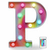 Picture of Rainbow Multiple Light up Letters with Remote, 16 Colors Alphabet Letter Lights LED Bar Signs for Wall, Table, Bedroom, Home Decor-Rainbow Letter P