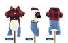 Picture of HOODDEAL Dog Clothes Plaid Dog Shirt Dog Outfit Overalls Jeans Jumpsuit with Warm Sweater Vest Two-Piece Cool Puppy Clothes for Small Dogs Boy (Large, Red-Black)