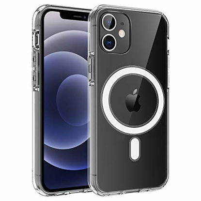 Picture of HVDI Clear Magnetic Case for iPhone 11 with Mag-Safe Wireless Charging, Soft Silicone TPU Bumper Cover, Thin Slim Fit Hard Back Shockproof Anti-Yellow Protective Case for iPhone 11 6.1Inch