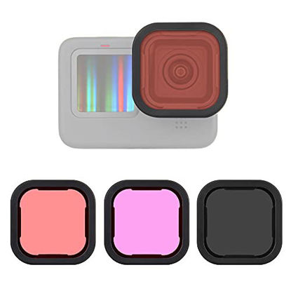 Picture of SOONSUN 3-Pack Lens Filter Compatible with GoPro Hero 10 9 Black (ND16, Light Red, Magenta Filter), Neutral Density and Color Correction Snorkeling Diving Filter for GoPro Hero 10 9 Black Cameras