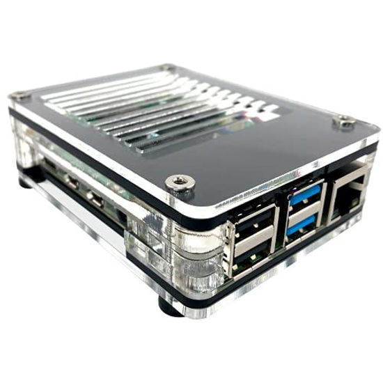 Picture of C4Labs Zebra PoE + Case Kit for Raspberry Pi 4B or 3B+ and PoE+ HAT or Official PoE Hat - Black Ice