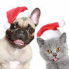 Picture of Beiabang 6 Pcs Dog Cat Pet Santa Hat Christmas Pet Costumes Santa Hat Pet Christmas Photo Props for Puppy Kitten Small Cats Dogs