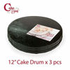 Picture of Cake Drums Round 12 Inches - (Black, 3-Pack) - Sturdy 1/2 Inch Thick - Fully Wrapped Edges