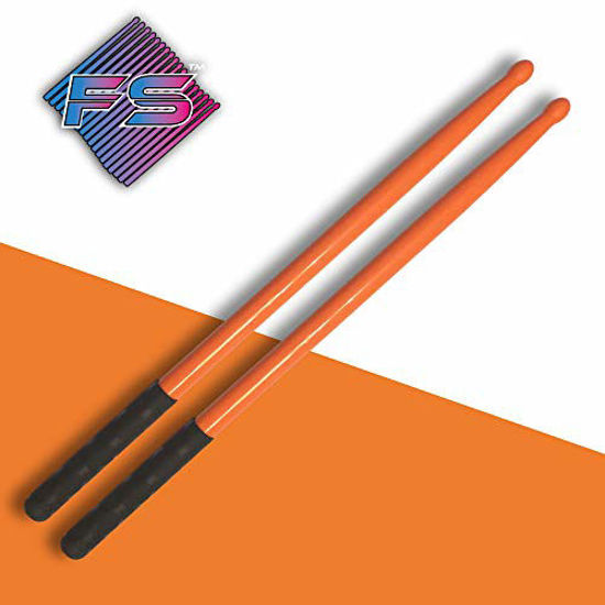 Picture of FITSTIX with POWER GRIPS Drumsticks for Fitness & Aerobic Workout Classes, Drum Sticks, Strong and Light Weight design make a fun addition to any exercise routine or class. (ORANGE with POWER GRIPS)