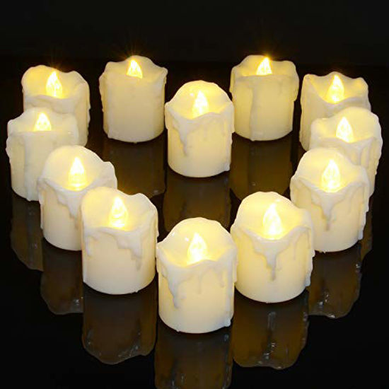 Picture of Battery Operated Tea Lights with Timer, PChero 12pcs Warm White LED Timed Flameless Candles Flickering, 6Hours On Per 24Hours Cycle, Ideal for Thanksgiving Christmas Wedding Home Decor