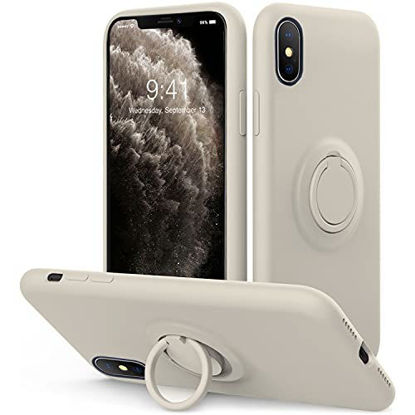 Picture of Vooii for iPhone Xs Max Case with Kickstand | Baby Grade Liquid Silicone | 10ft Drop Tested Protective, Microfiber Lining Shockproof Full-Body Cover Case for iPhone Xs Max(Stone)