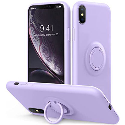 Picture of Vooii for iPhone Xs Max Case with Kickstand | Baby Grade Liquid Silicone | 10ft Drop Tested Protective, Microfiber Lining Shockproof Full-Body Cover Case for iPhone Xs Max(Light Purple)