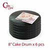 Picture of Cake Drums Round 8 Inches - (Black, 6-Pack) - Sturdy 1/2 Inch Thick - Fully Wrapped Edges - Free Satin Cake Ribbon