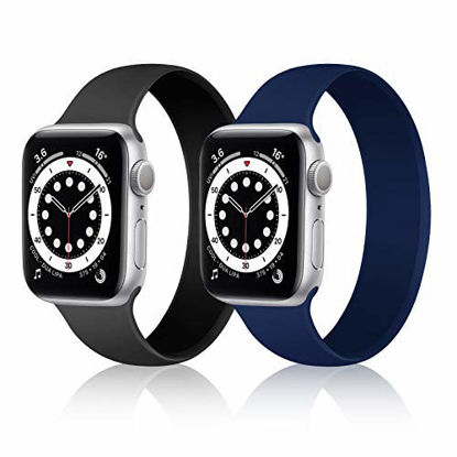 Picture of Unnite Stretchy Solo Loop Bands Compatible with Apple Watch Band 44mm 42mm, No Clasps and Buckles Silicone Sports Band Infinitely Loop Elastic Replacement Wristband for iWatch Series SE/6/5/4/3/2/1