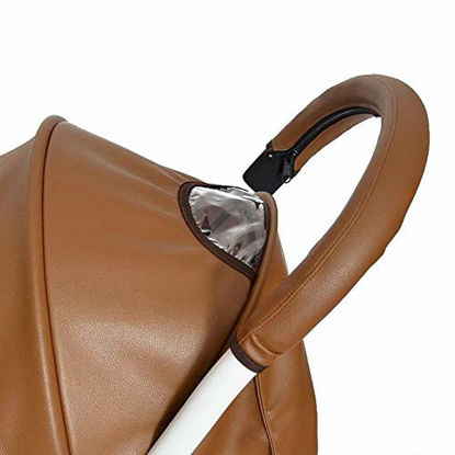 Picture of MINILUJIA Removable Zipper Baby Stroller PU Leather Bumper Handle Sleeve Dust-Proof Cover Armrest Bumper Protect Case (Brown),20"