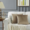 Picture of Khaki Taupe Velvet Decorative Throw Pillow Covers for Sofa Bed 2 Pack Soft Cushion Cover