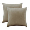 Picture of Khaki Taupe Velvet Decorative Throw Pillow Covers for Sofa Bed 2 Pack Soft Cushion Cover