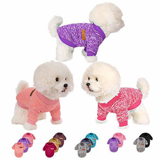 Picture of Dog Clothes for Small Medium Large Dog or Cat, Warm Soft Pet Sweater for Puppy, Small Dogs Girl or Boy, Dog Sweaters Shirt Jacket Vest Coat for Winter Christmas (X-Large, Pink+Purple+HotPink)