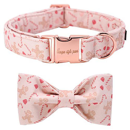 Picture of Unique style paws Dog Collar, Pet Collar Dog Bowtie Gift for Girl or Boy Dogs, Christmas Gingerbread Man Adjustable Dog Collar for Medium Dogs