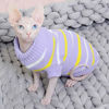 Picture of Bonaweite Hairless Cats Stripe Vest Turtleneck Sweater, Breathable Adorable Cat Wear Shirt Clothes, Cat's Pajamas Jumpsuit for Sphynx, Cornish Rex, Devon Rex, Peterbald