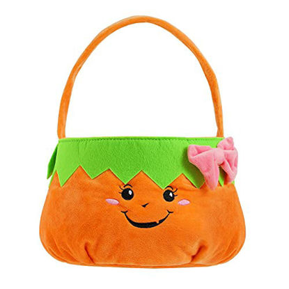 Picture of THOVSMOON Halloween Trick or Treat Bags,Halloween Candy Basket Tote for Kids, Tote Gift Bucket for Halloween Party Favor Supplies (Pumpkin)