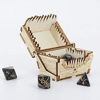 Picture of DND Mimic Chest Dice Jail Prison with a Random Polyhedral Dice Set Wood Laser Cut and Etched Dice Storage Box for Your Bad Dice (Dice Jail C)