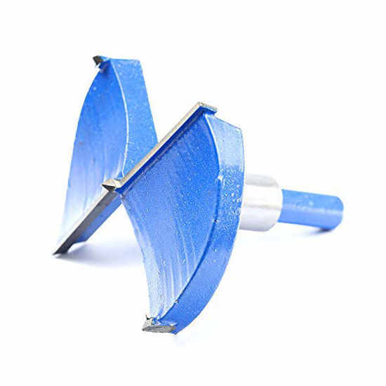 Picture of 3-9/16 Inch 90mm Forstner Drill Bit Woodworking Hole Saw Wood Cutter, Professional Alloy Steel Wood Drilling Woodworking Hole Boring Bit Power Rotary Cutting Tool (Blue)