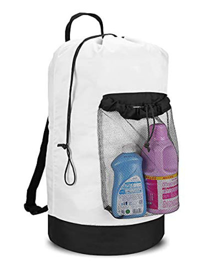 Picture of Dalykate Backpack Laundry Bag, Laundry Backpack with Shoulder Straps and Mesh Pocket Durable Nylon Backpack Clothes Hamper Bag with Drawstring Closure for College, Travel, Laundromat, Apartment