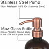 Picture of 2 Pack Thick Amber Glass Pint Jar Soap Dispenser with Copper Stainless Steel Pump, 16ounce Boston Round Bottles Dispenser with Rustproof Pump for Essential Oil, Lotion Soap