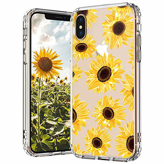 Picture of MOSNOVO Compatible for iPhone Xs Case & iPhone X Case, Clear Sunflower Floral Flower Pattern Print Design Girl Women with Transparent TPU Bumper Protective Back Case Cover for iPhone X/iPhone Xs