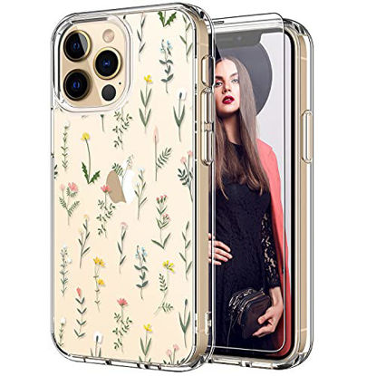 Picture of ICEDIO iPhone 13 Pro Max Case with Screen Protector,Slim Fit Crystal Clear Cover with Fashionable Designs for Girls Women,Protective Phone Case for iPhone 13 Pro Max 6.7" Cute Flower Garden