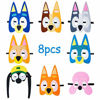 Picture of 8pcs Bluey and Bingo Felt Mask Dress Up Costumes Bluey Birthday Party Favors Bluey Themed Party Supplies for Kids Boys Girls