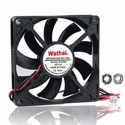 Picture of Wathai DC Coolng Fan 80x80x15mm 80mm 12V Dual Ball Bearing Brushless Case Cooler Fans