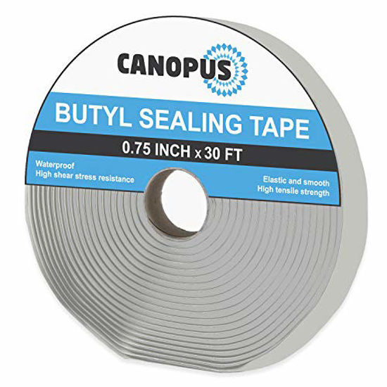 Picture of CANOPUS Butyl Seal Tape, White, 0.75in x 30ft, Very Strong, Heavy Duty, Waterproof Putty Tape, Repair RV, Home and Car Windows, Boats and, Patch Pipe Leaks, Glass