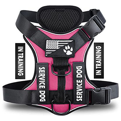 Picture of Demigreat Service Dog Harness, No-Pull Reflective Dog Vest Harness with 5 PCS Patches, Adjustable Soft Oxford Pet Harness, Inner Layer Mesh, No-Choke Easy to Control for Small Medium Large Dogs