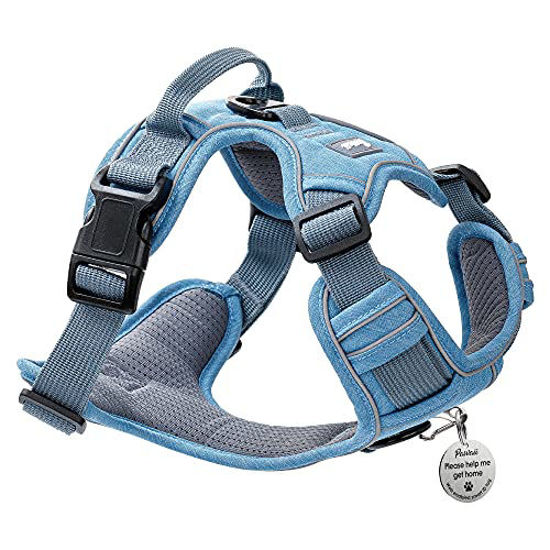 Picture of Pawaii Dog Harness, No-Pull Pet Harness with Pet ID Tag, No Choke Front Lead Dog Reflective Harness, Adjustable Soft Padded Pet Vest with Easy Control Handle for Small to Large Dogs, Cowboy Blue, M