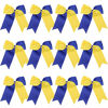 Picture of 8 Inch 2 Colors Jumbo Cheerleader Bows Ponytail Holder Cheerleading Bows Hair 12 Pcs (Royal blue/Yellow)