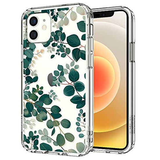 Picture of MOSNOVO Eucalyptus Case for iPhone 12 Mini, Floral Garden Pattern Women Girls Clear Design Transparent Plastic Hard Back Case with TPU Bumper Protective Case Cover for iPhone 12 Mini