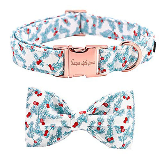 Picture of Unique style paws Christmas Dog Collar, Pet Collar Dog Bow tie Collar Gift for Girl or Boy Dogs, Adjustable Dog Collar for Medium Dogs