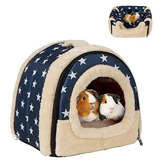 Picture of Pet soft Guinea Pig Bed Rabbit Bed Cozy Guinea Pig Hideout House Bunny Hideout for Rabbits Hamster Bunny Rats Chinchilla Cave Bed Small Animal Bed (Stars)