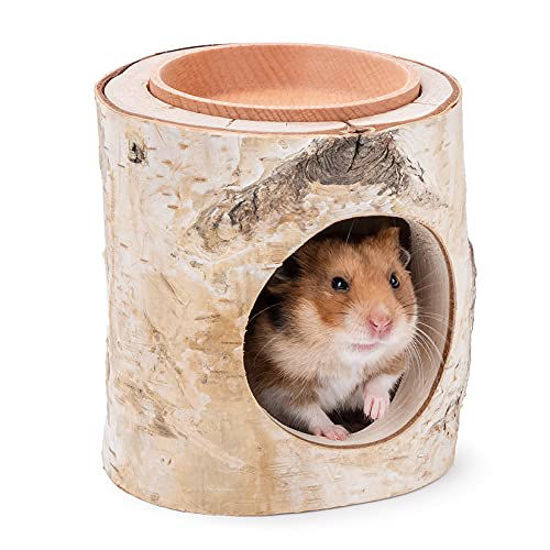 Picture of Niteangel Hamster Hideout Tree Trunk Tunnel for Dwarf Syrian Hamsters Gerbils and Small Animals (Tunnel Hideout w/ Bowl)