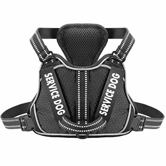 Picture of Service Dog Harness with 4pcs Free Labels, Adjustable No Pull Dog Vest with Nylon Handle - Upgrade Fabric 3M Reflective & Breatheable Easy On and Off Safety Pet Halters - No More Pulling or Choking