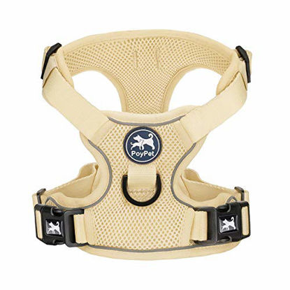 Picture of PoyPet Reflective Soft Breathable Mesh Dog Harness Choke-Free Double Padded Vest with Adjustable Neck and Chest(Khaki,S)