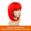 Picture of Short Bob Wigs With Straight Bangs 12Inch Short Synthetic Fiber Bob Wigs for Women Short Bob Wigs and Black Color Bob Wig With A Free Wig Cap (Red)