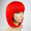 Picture of Short Bob Wigs With Straight Bangs 12Inch Short Synthetic Fiber Bob Wigs for Women Short Bob Wigs and Black Color Bob Wig With A Free Wig Cap (Red)