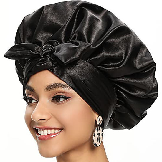 Black Silk Sleep Bonnet