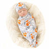 Picture of Galabloomer Newborn Swaddle Blanket with Beanie Set Baby Boy Receiving Blanket (Deer& White Fox)