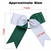 Picture of Cheerleading Bow Jumbo Cheer Bows 12 Pcs 7 Inch Ponytail Holder Cheerleader Bows Hair Tie (Forest Green/White)