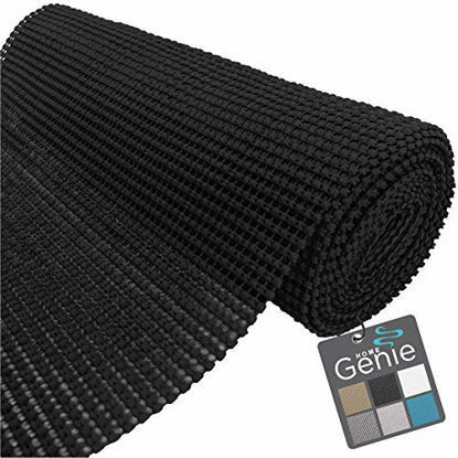 Picture of HOME GENIE Original Drawer and Shelf Liner, Non Adhesive Roll, 17.5 Inch x 20 FT, Durable and Strong, Grip Liners for Drawers, Shelves, Cabinets, Pantry, Storage, Kitchen and Desks, Pitch Black