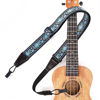 Picture of Ukulele Strap No Drill, Eyeshot Adjustable Double J Hook Clip on Uke Shoulder Strap, Hawaiian Jacquard Blue Flower Hands Free Ukelele Strap, Easy to Use and Fit Most Standard Uke Sizes