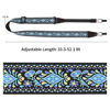 Picture of Ukulele Strap No Drill, Eyeshot Adjustable Double J Hook Clip on Uke Shoulder Strap, Hawaiian Jacquard Blue Flower Hands Free Ukelele Strap, Easy to Use and Fit Most Standard Uke Sizes