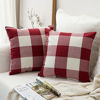 Picture of MIULEE Pack of 2 Classic Retro Checkers Plaids Polyester Linen Soft Solid White and Red Decorative Throw Pillow Covers Home Decor Cushion Case for Christmas Sofa Bedroom Car 22 x 22 Inch