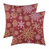 Picture of CaliTime Pack of 2 Cozy Fleece Throw Pillow Cases Covers for Couch Bed Sofa Christmas Snowflakes Both Sides 18 X 18 Inches Christmas Red