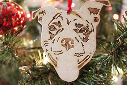 Picture of Pit Bull Dog Mom Christmas Ornament Gift For Her, Smiling Bully Dog Lover Gift