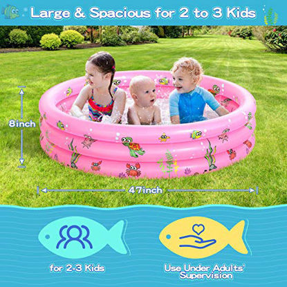 Picture of Garden Round Inflatable Baby Swimming Pool, Portable Inflatable Child/Children Little Pump Pool,Kiddie Paddling Pool Indoor&Outdoor Toddler Water Game Play Center for Kids/Girl/Boy